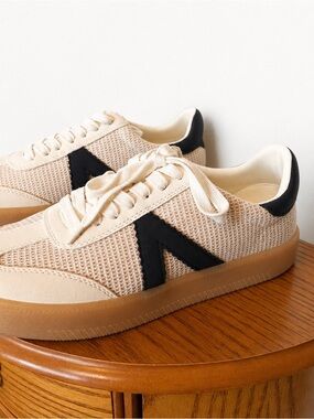 Women’s Cream Athletic Sneakers with Black Accent